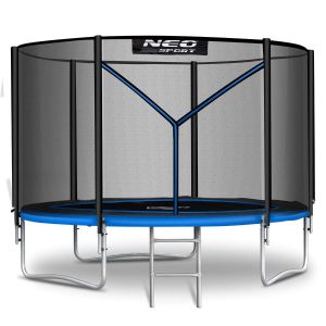 Батут Neo-Sport з зовнішньою сіткою 10 футів 312 см, чорно-синій