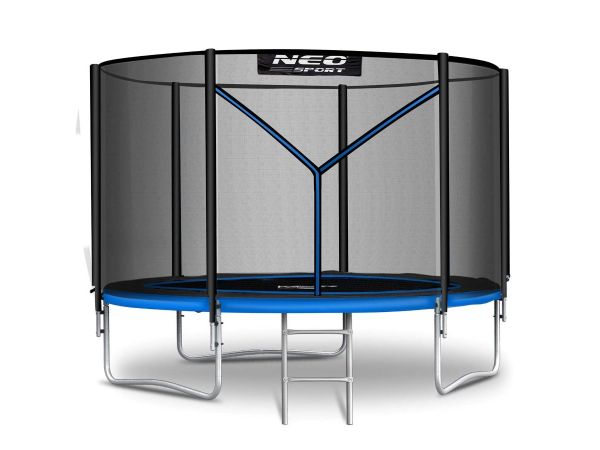 Батут Neo-Sport з зовнішньою сіткою 10 футів 312 см, чорно-синій