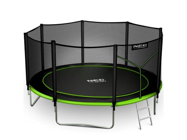 Батут Neo-Sport NS-14Z231 з зовнішньою сіткою 14 футів 435 см, чорно-зелений