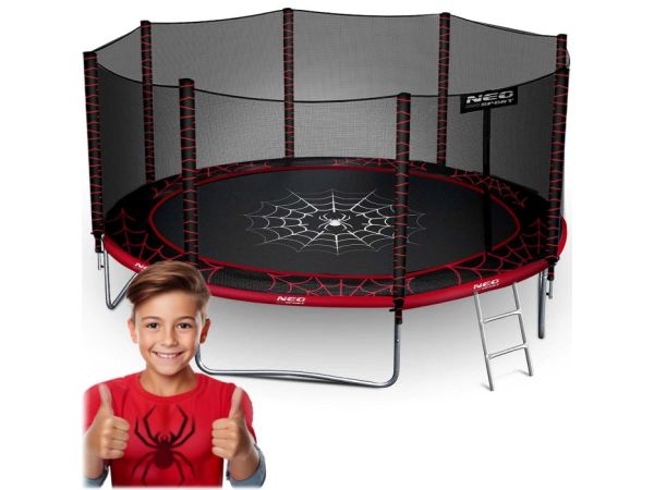 Батут Neo-Sport з зовнішньо сіткою 10 футів 312 см чорно-червоний