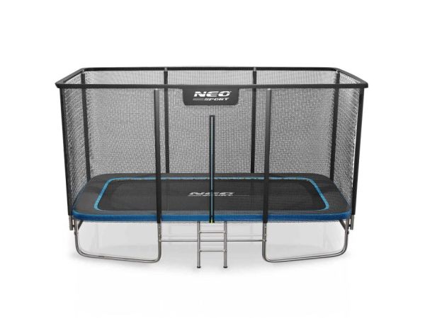 Батут Neo-Sport з зовнішньою сіткою 12 x 8 футів 244 х 366 см, чорно-синій