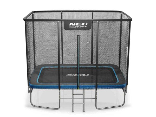Батут Neo-Sport прямокутний 10x7 футів/305x213 см з зовнішньою сіткою та драбиною 