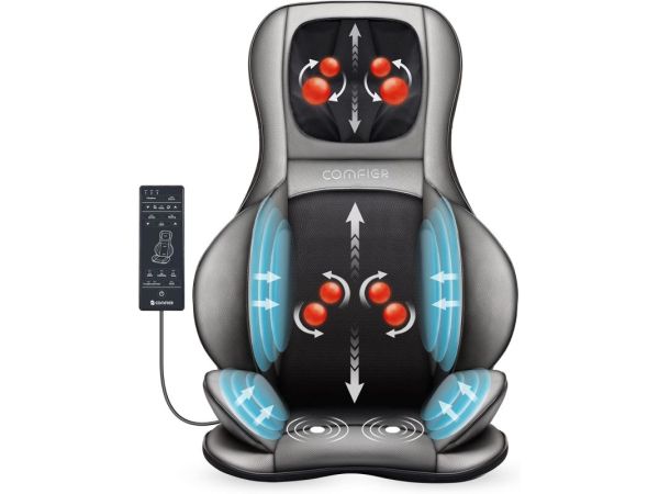 Масажний крісло-накидка Comfier Shiatsu з підігрівом та функцією компресії - 2D/3D-масаж, повна спинка, для жінок та чоловіків